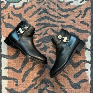 Givenchy Black Leather Men's Boots with Silver Buckle